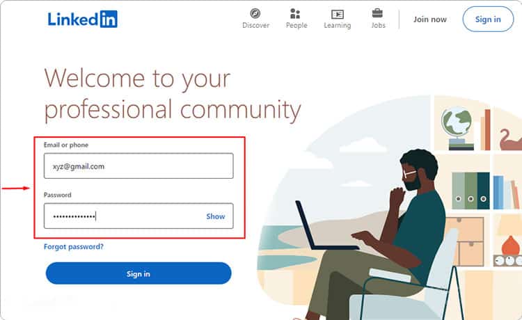sign in by entering your email address and password.